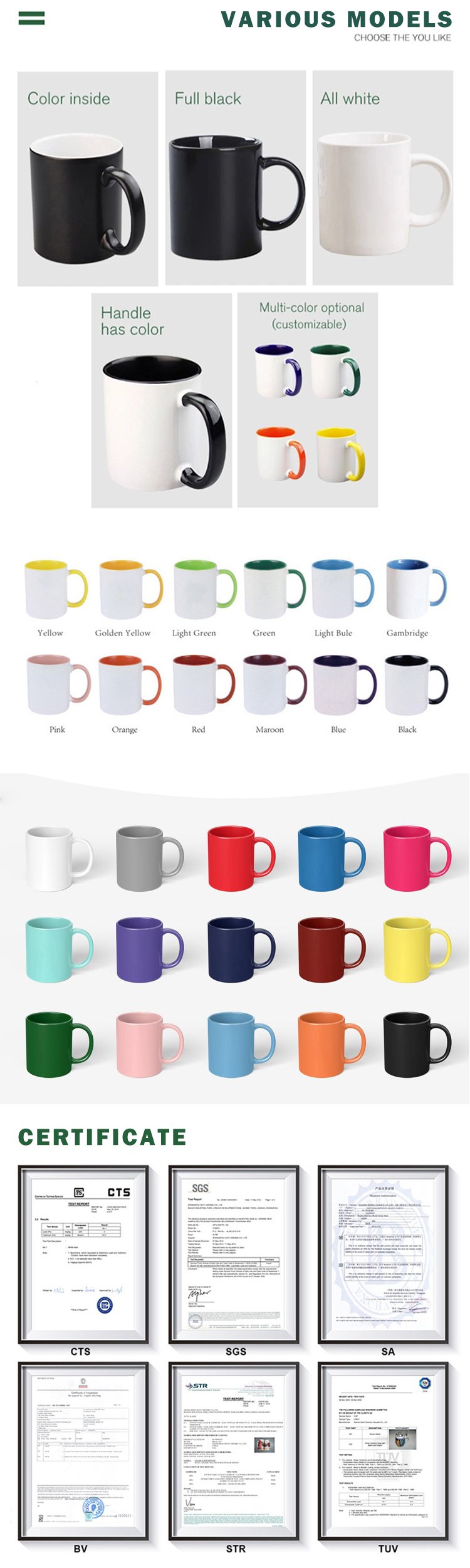 11 Oz Coffee Cup And Mug For Sublimation Travel Ceramic Pink Cup And Mug With Heart Shaped Handle