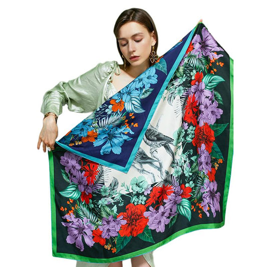 100% 丝巾印花服务设计师foulard socie女士方形定制丝巾带标志100% silk scarf printing service designer fould socie ladies square custom silk scarf with logo